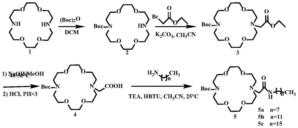 Novel aza-crown ether compound as well as cationic liposome, preparation method and application thereof