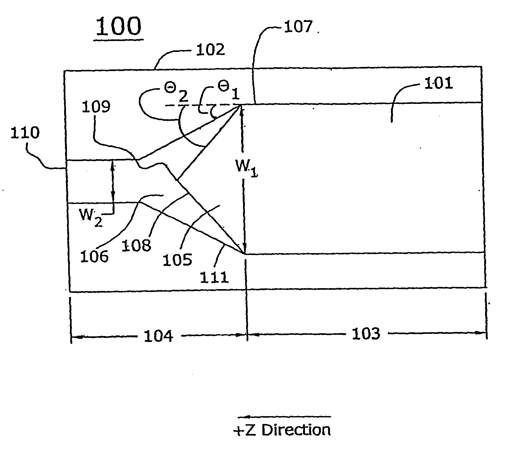 Optical waveguide termination with vertical and horizontal mode shaping