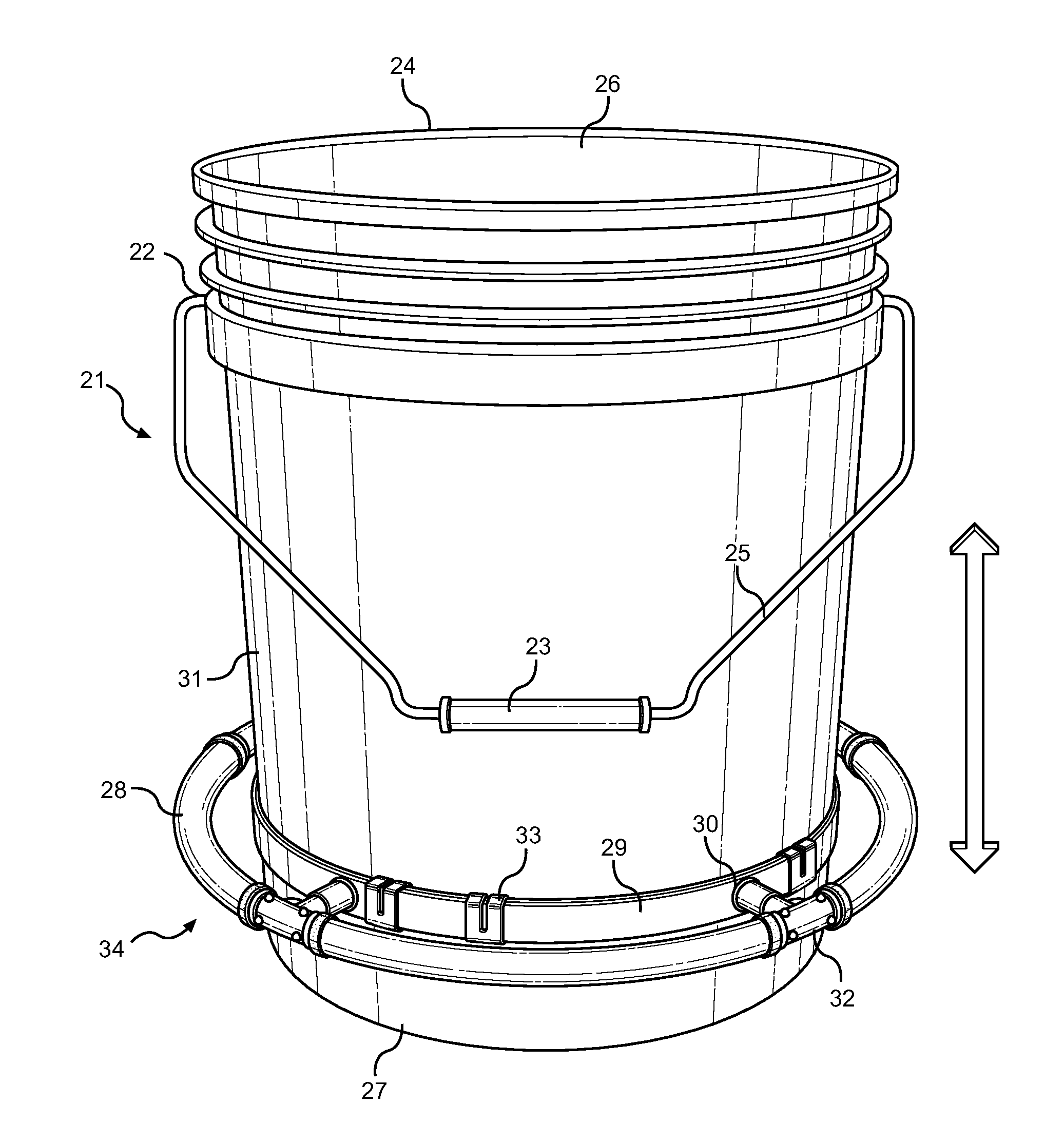 Bucket with Adjustable Lifting Assembly