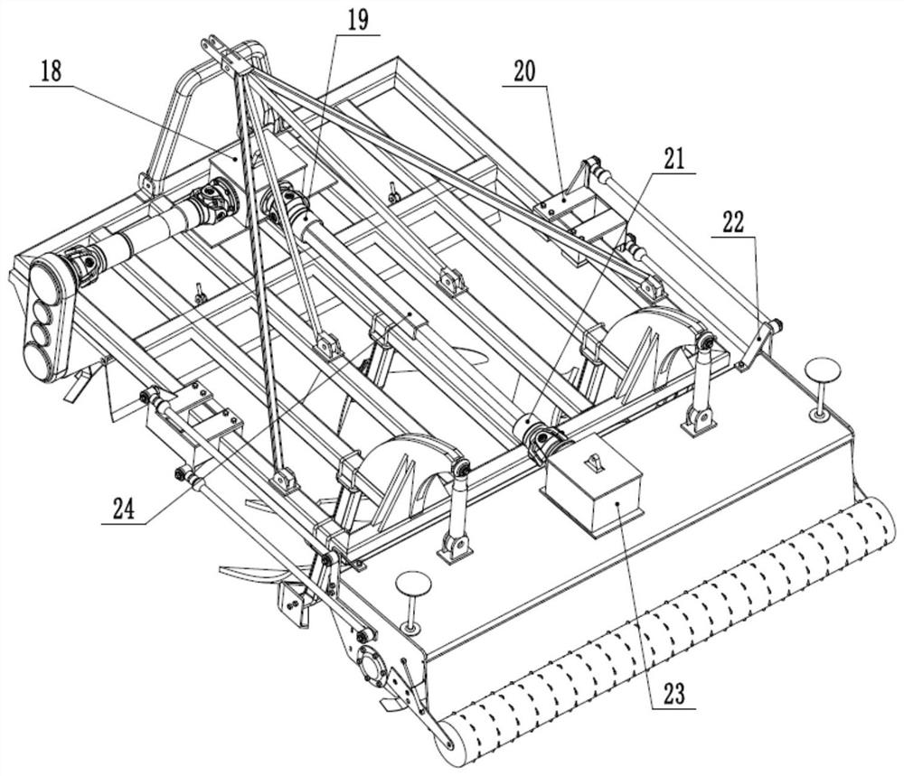 Parallel four-torsion-bar hydraulic automatic adjustment leveling type straw turning and rotating soil preparation machine