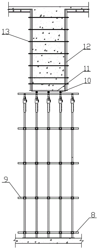 Hydraulic controllable reinforced concrete structure bottom form vertical support system and its construction method