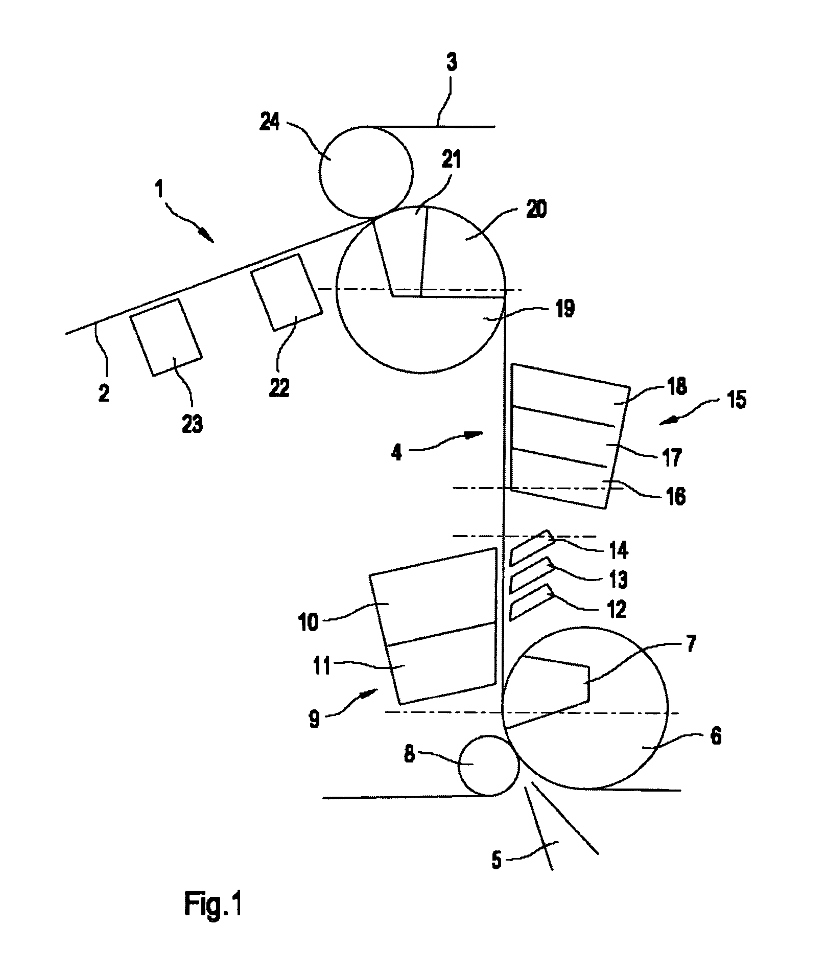 Machine for producing a fibrous web