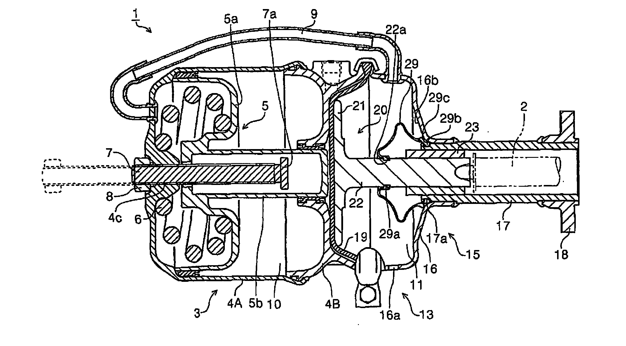 Brake chamber, boot member, and bush member