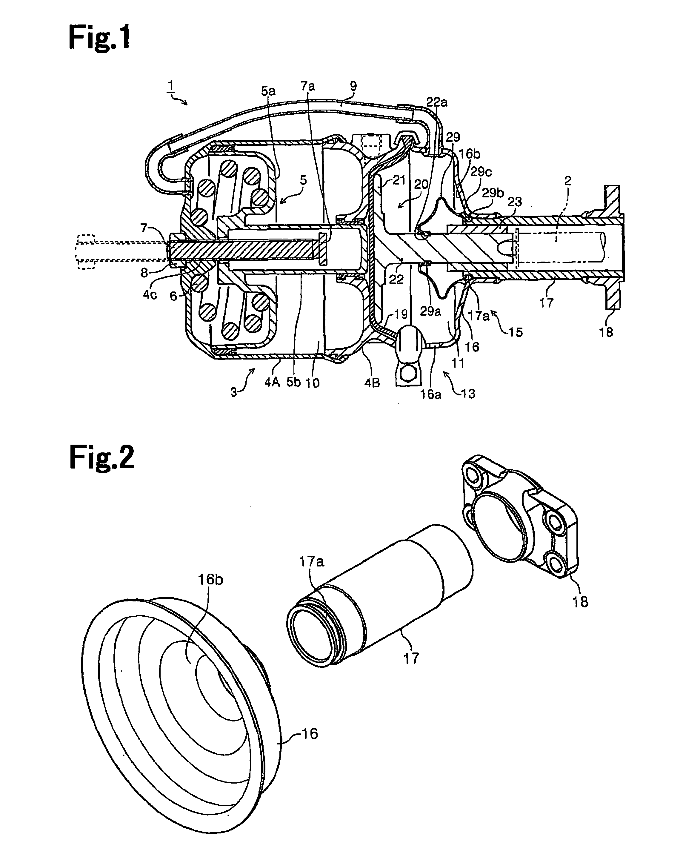 Brake chamber, boot member, and bush member