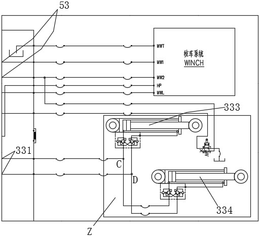 Hydraulic system of double-telescopic crane