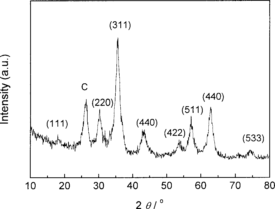 Magnetic composite powder for ferroferric oxide nanometer crystal modified carbon nanometer pipe and its preparation method