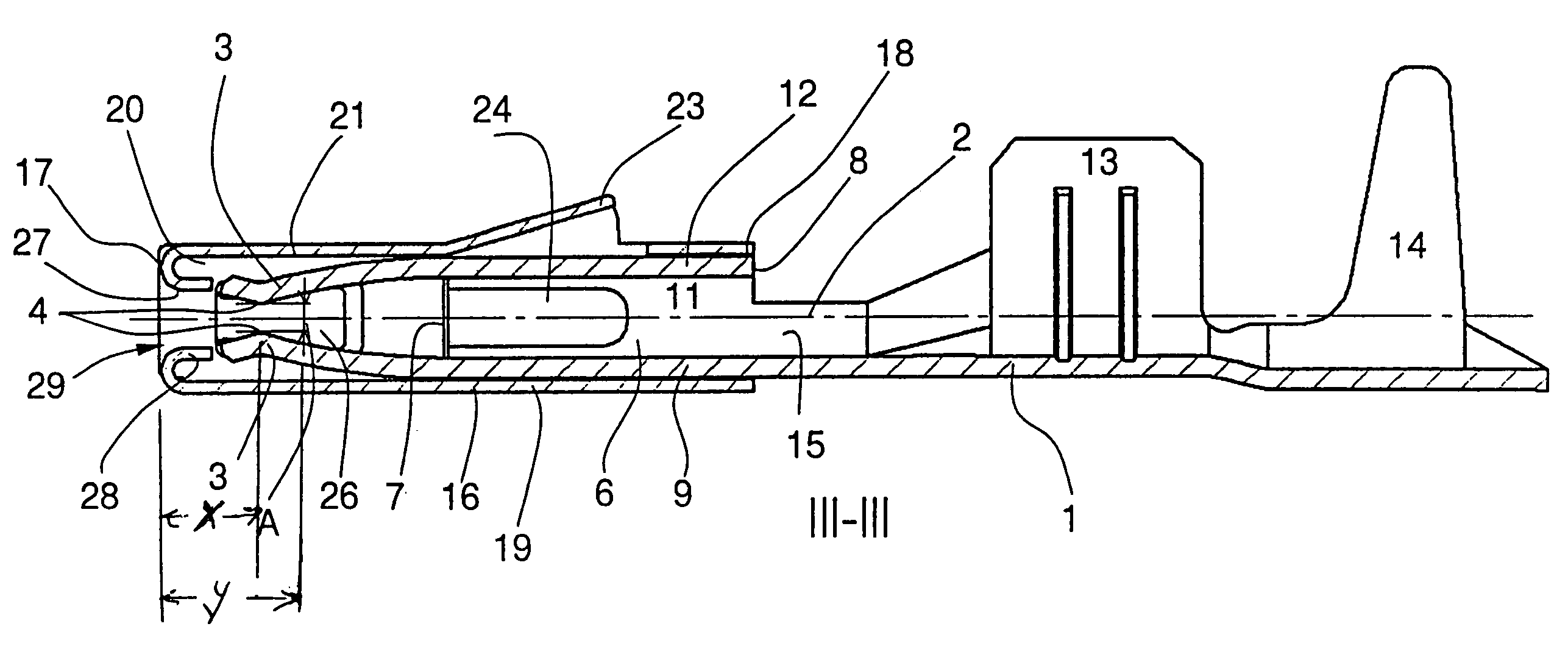 Female terminal for a flat male terminal