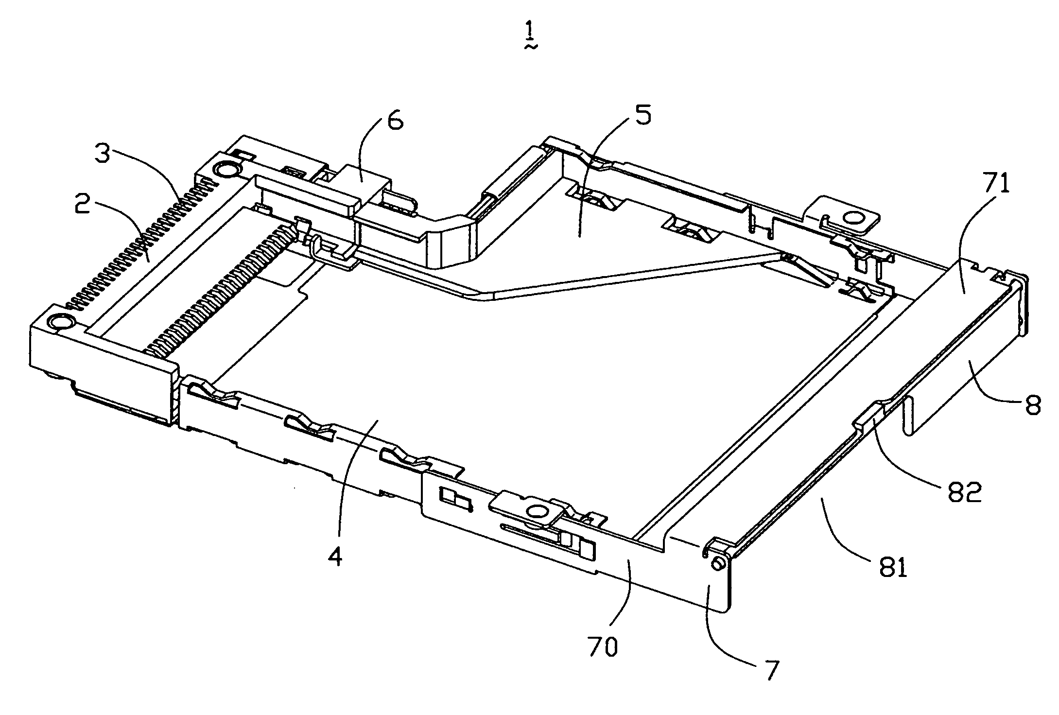 Memory card connector with improved foldable baffler