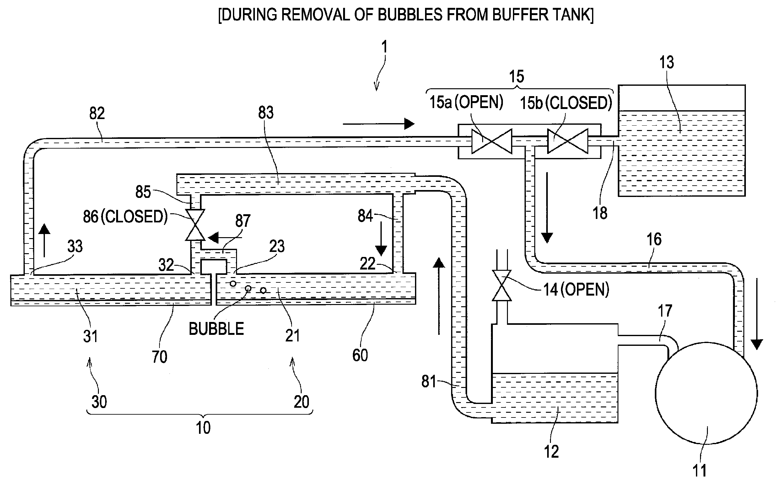 Liquid discharging head, liquid discharging apparatus, and bubble removing method for the liquid discharging apparatus