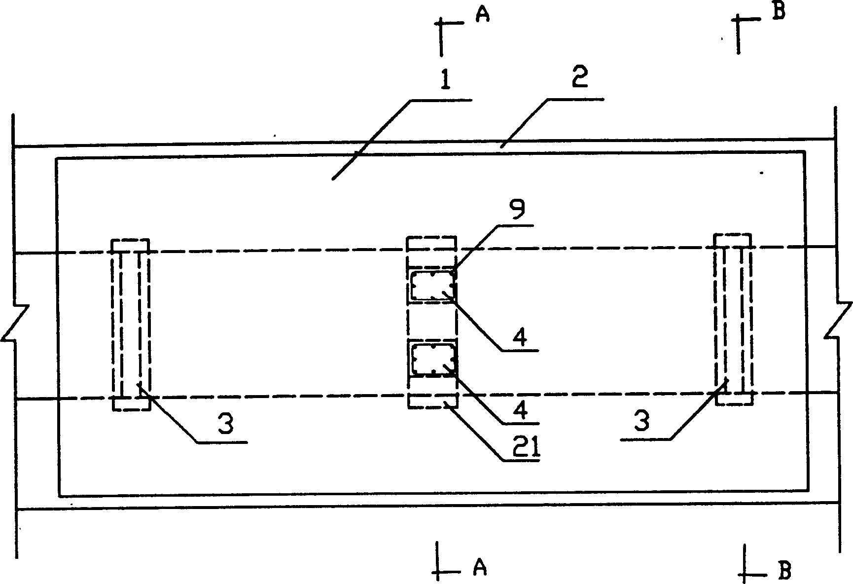 High speed magnetic suspension superimposition rail beam connection mechanism, rail beam and its producing method