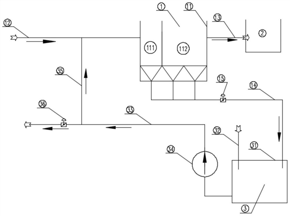 Grid flocculation sedimentation tank filled with diatomite