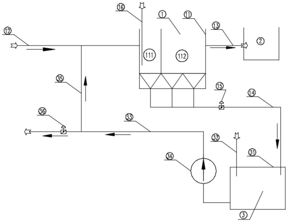 Grid flocculation sedimentation tank filled with diatomite