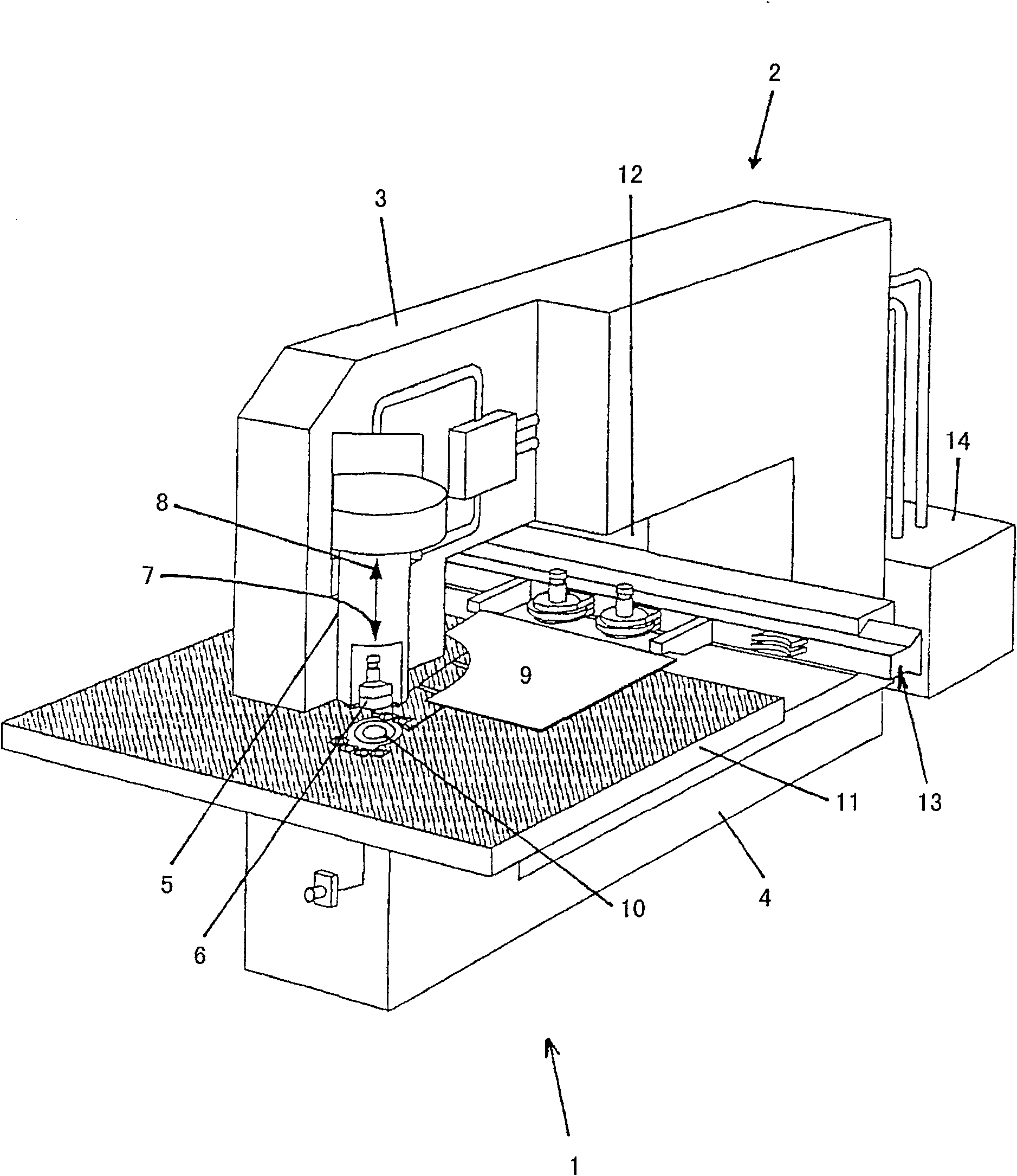 Stamping machine with elastic supporting work piece support and method for supporting work piece in the stamping machine