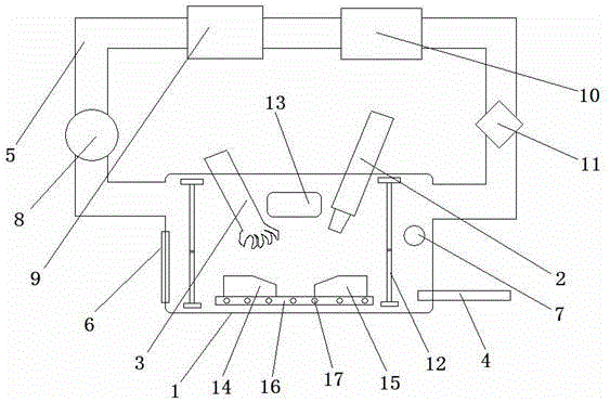 Circulating blowing-type clamping electric welding work box for pipeline operation