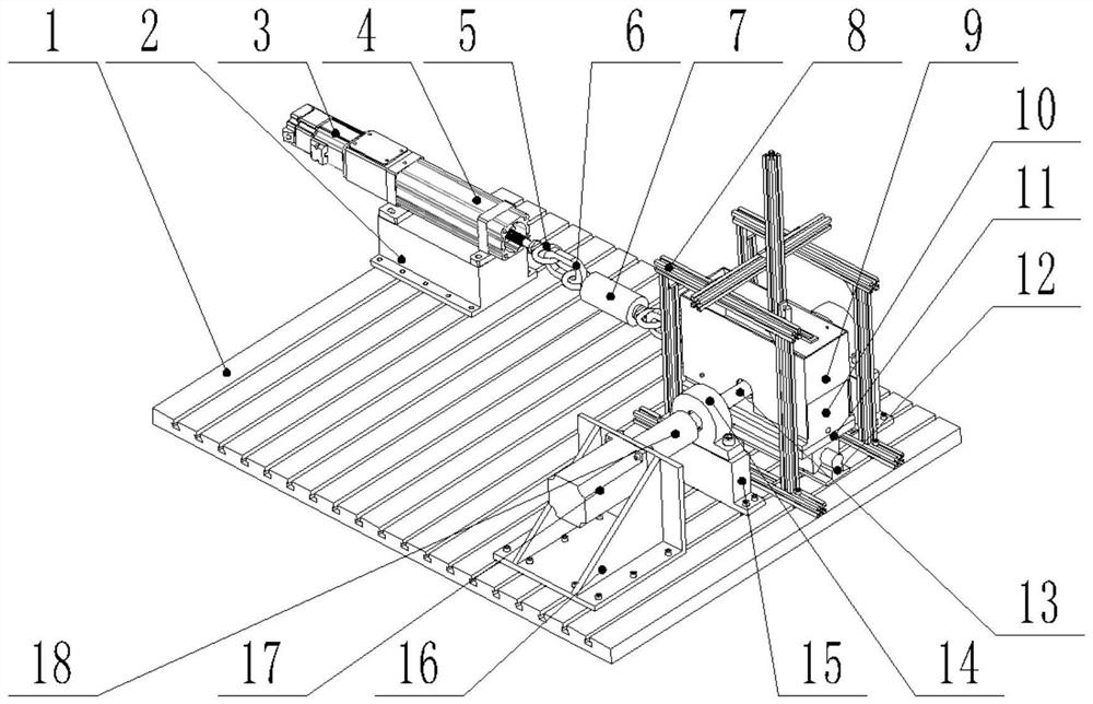 Double-span type dynamic pressure sliding bearing experiment table capable of applying dynamic load