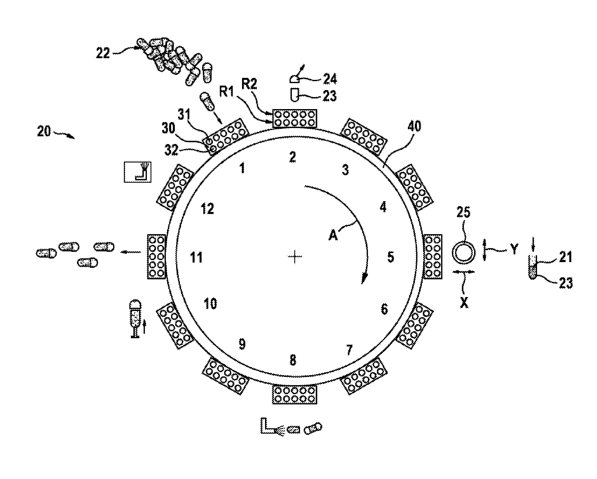 Device for introducing filling material into capsules