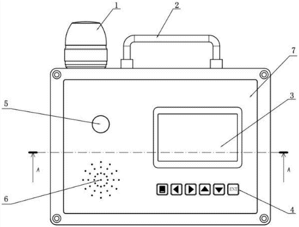 Portable radiation acousto-optic alarm device