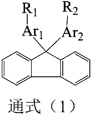 Fluorene-containing organic compound as well as preparation method and application thereof in OLED (organic light emitting diode) device