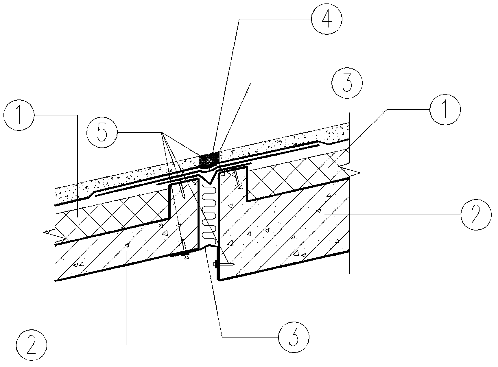 Deformable connection structure of concrete landing stage building surfaces