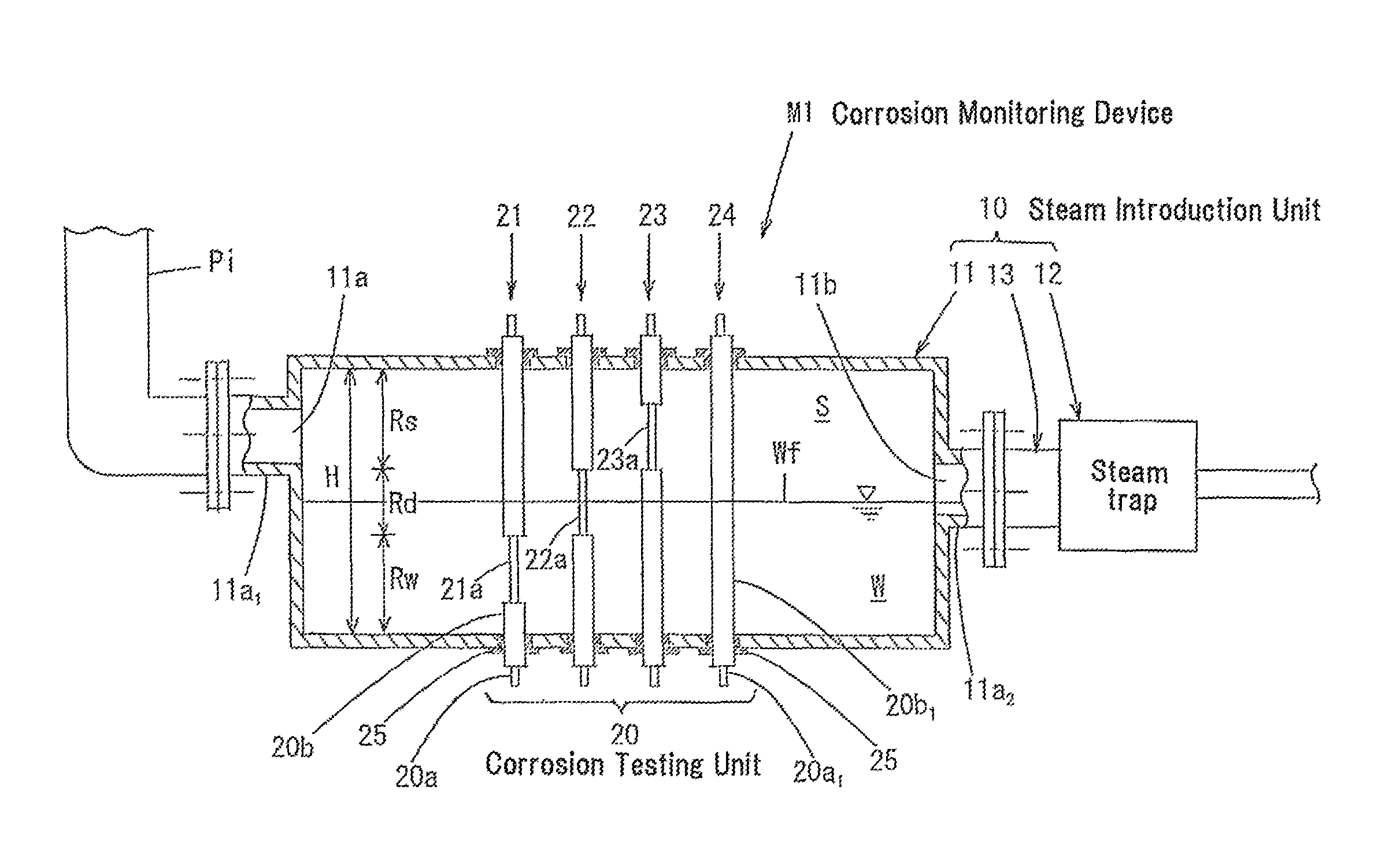 Metal pipe corrosion monitoring device and use thereof