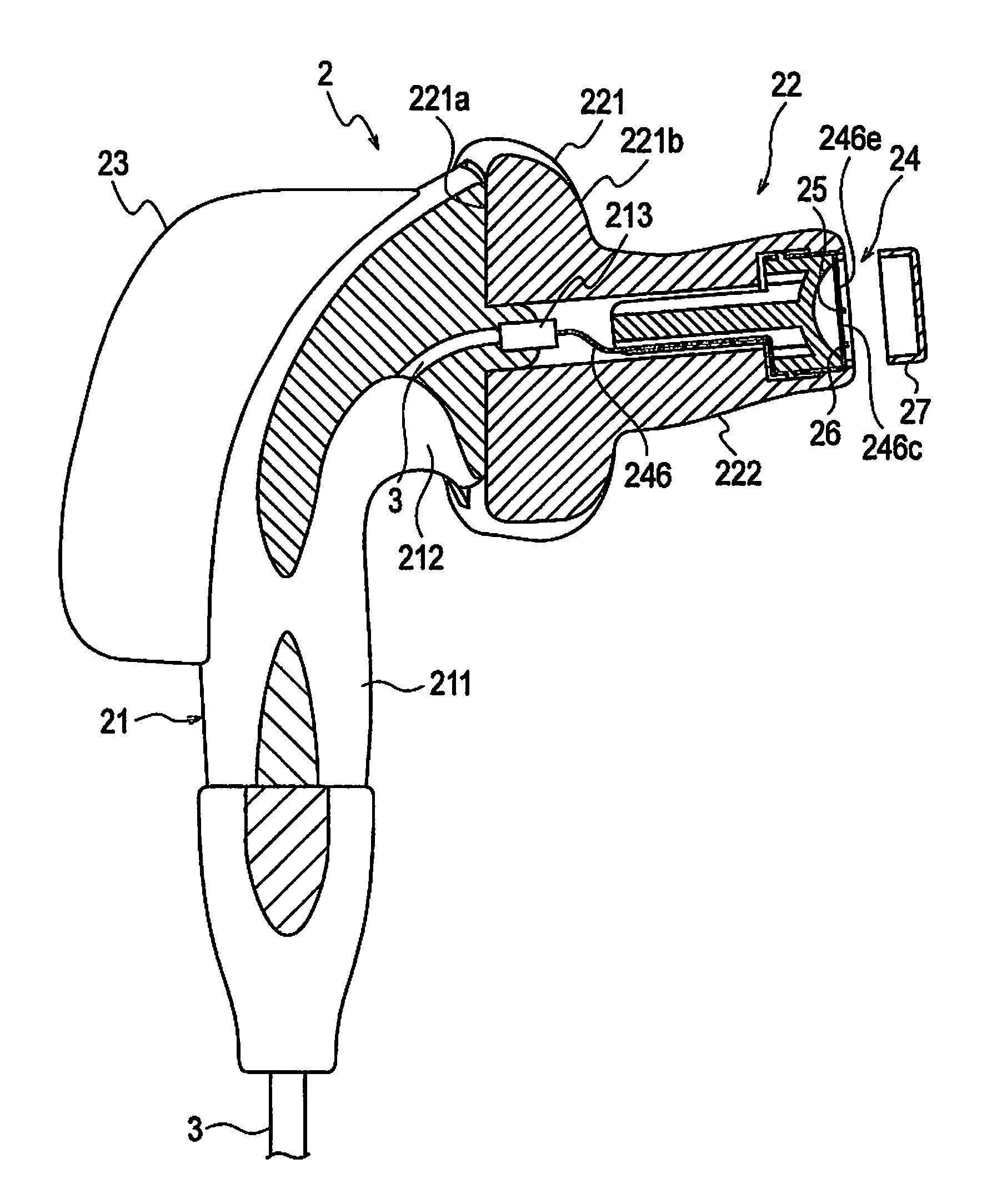 Ear thermometer and measuring apparatus used with it