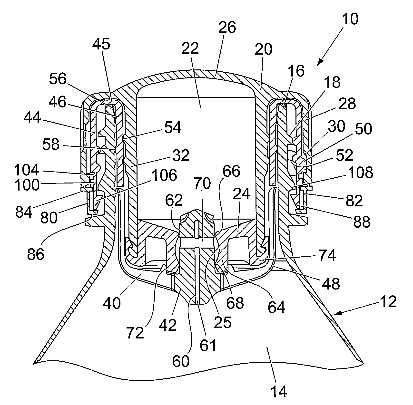 Container closure having means for introducing an additive into the contents of the container