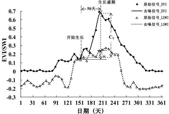 Rice automatic mapping method based on ratio index of water body and vegetation index changes