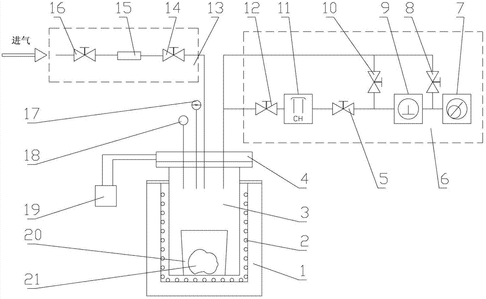 Method and device for quantitatively measuring content of gas inside aluminum alloy die casting