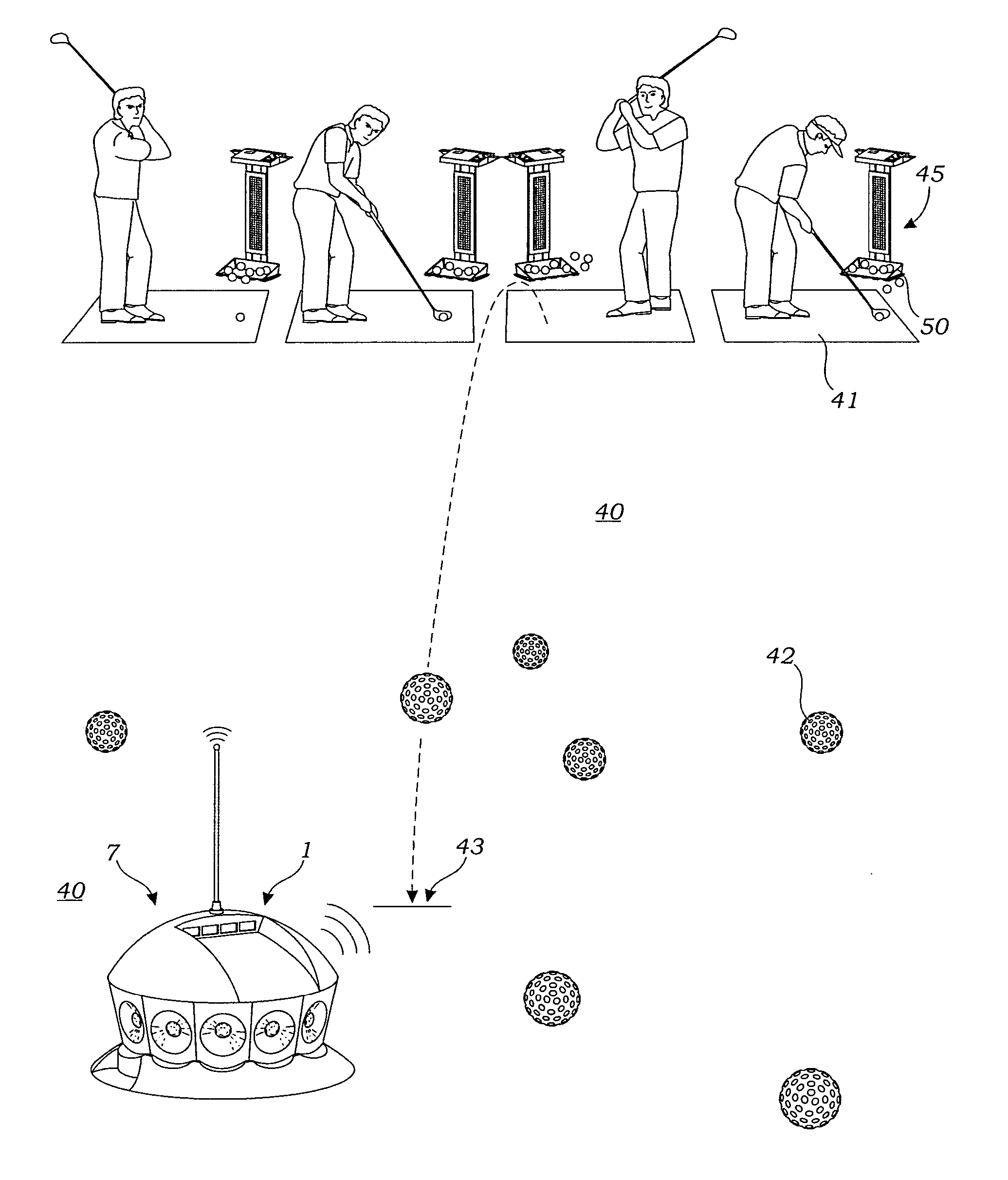 Golf range with automated ranging system