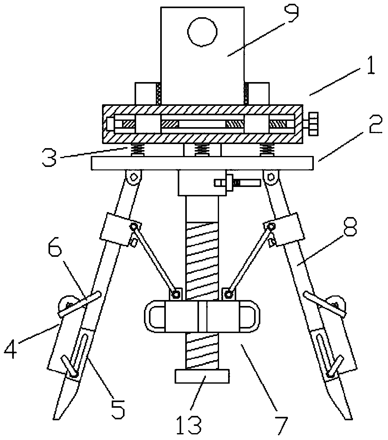 Auxiliary device convenient to move and fix for geographic surveying and mapping