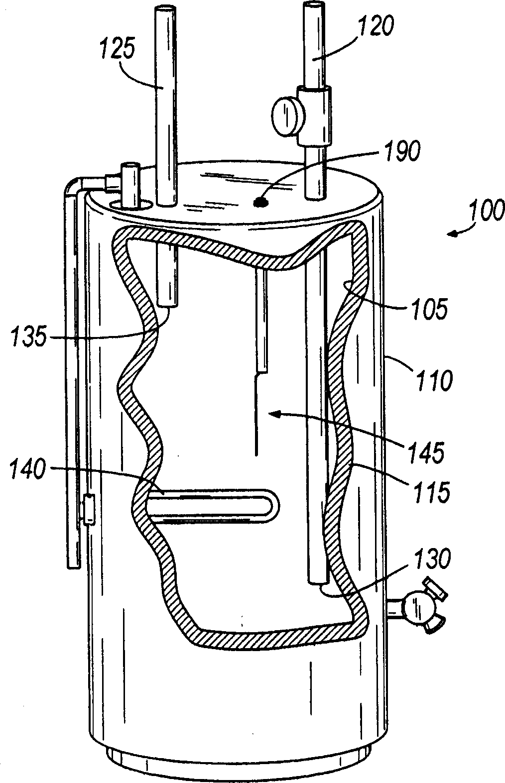 Water storage device having a powered anode