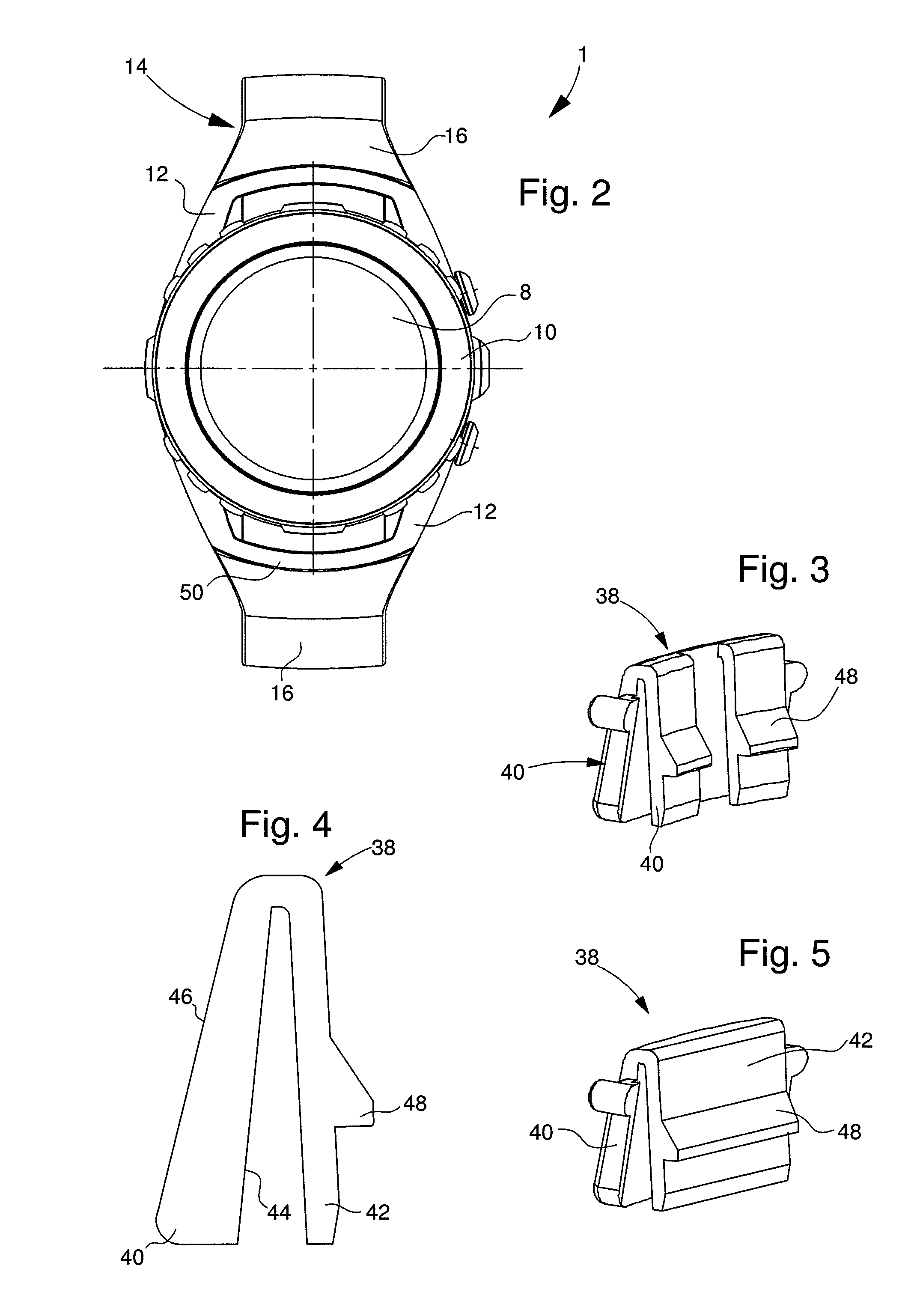 Portable object with an interchangeable bracelet or strap