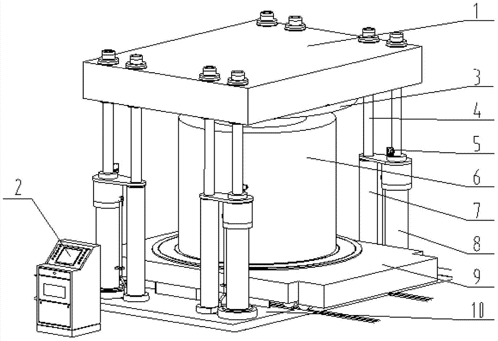 Axial pressing device used after winding of large-size transformer coil