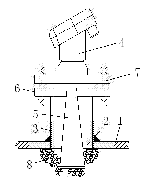 Method and structure for preventing mud from blocking radar level gauge detection probe