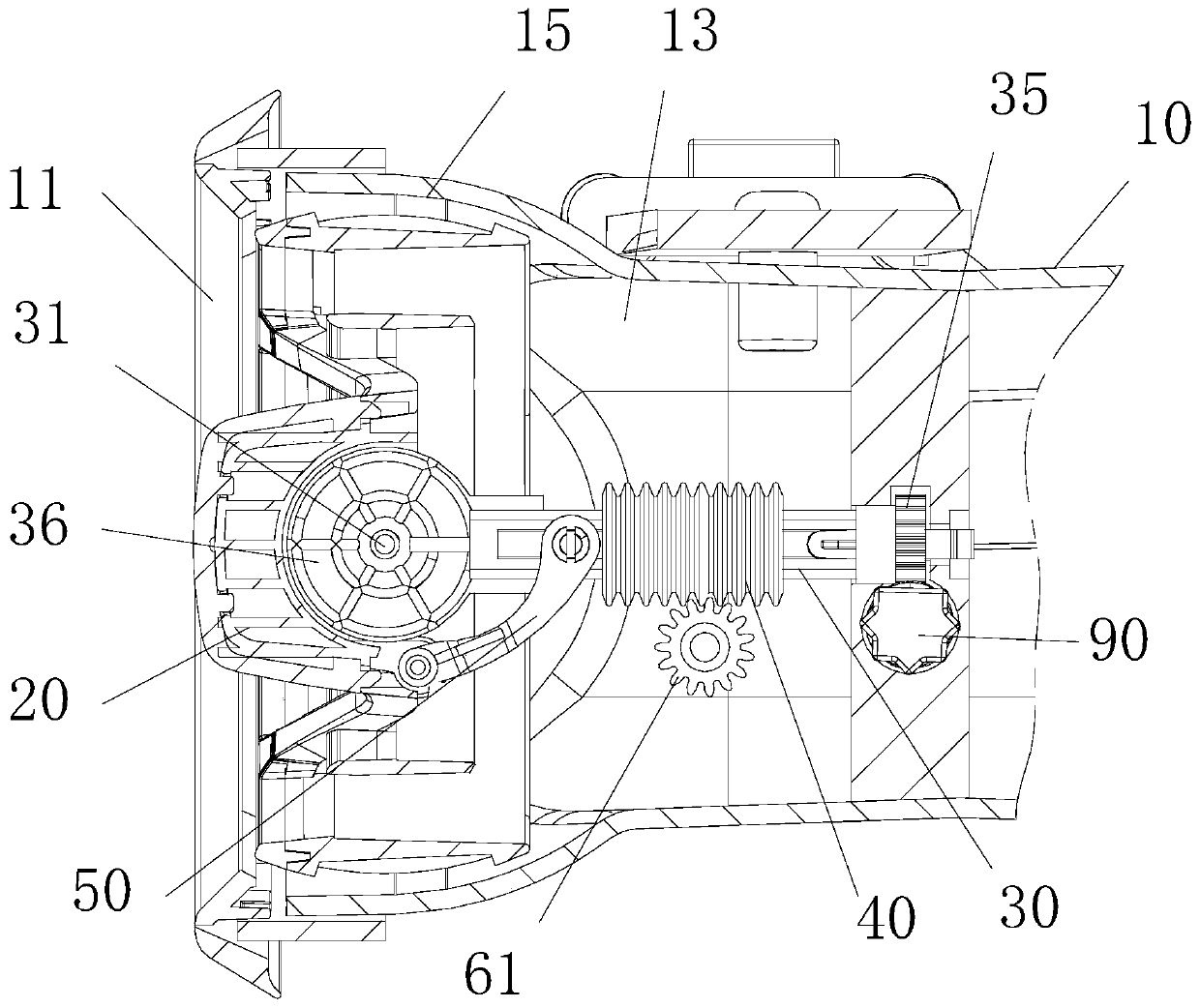 Air conditioner air outlet passage airflow adjusting mechanism