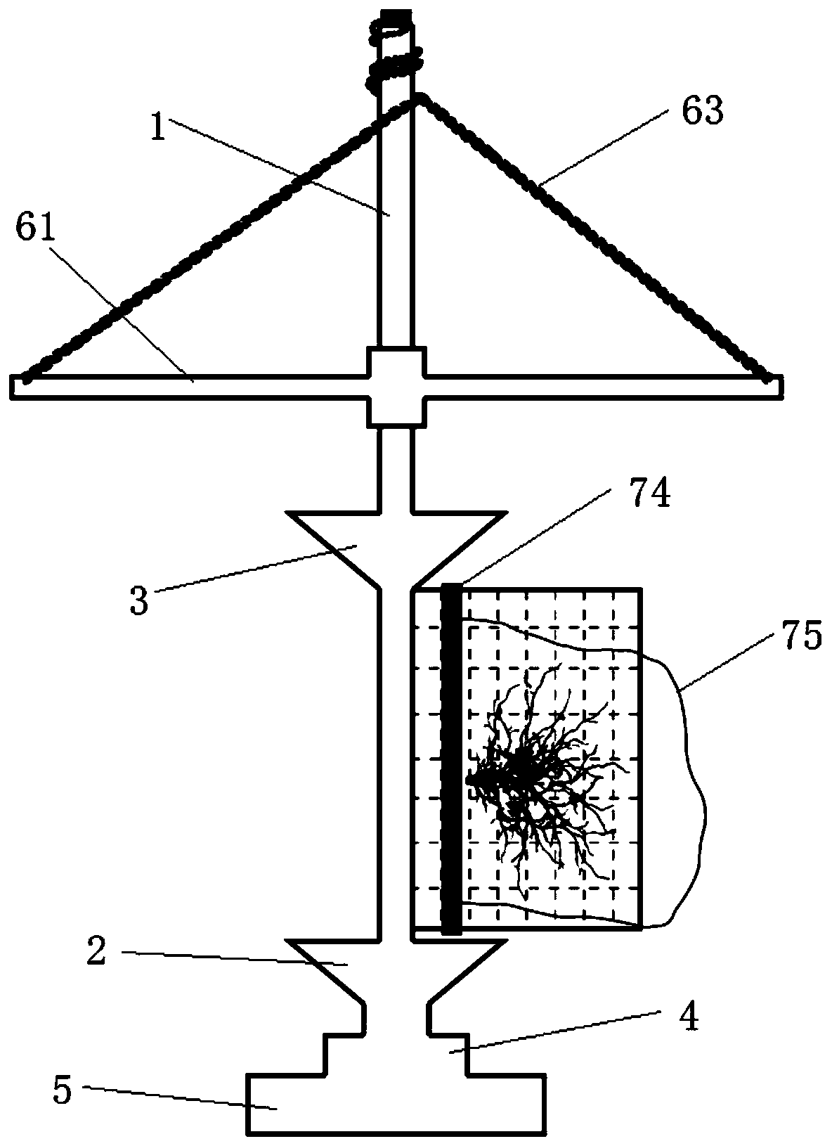 Rapid separation device and separation method for plant root system tissues and attached soil samples