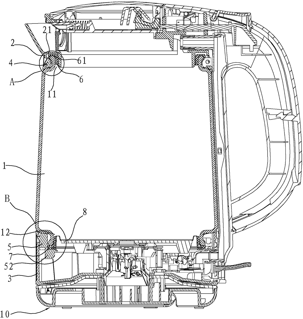 A glass electric kettle