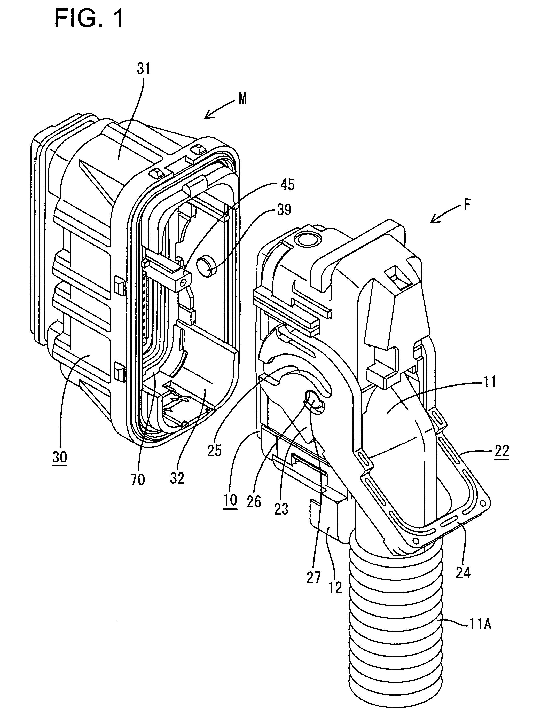 Connector with a moving plate