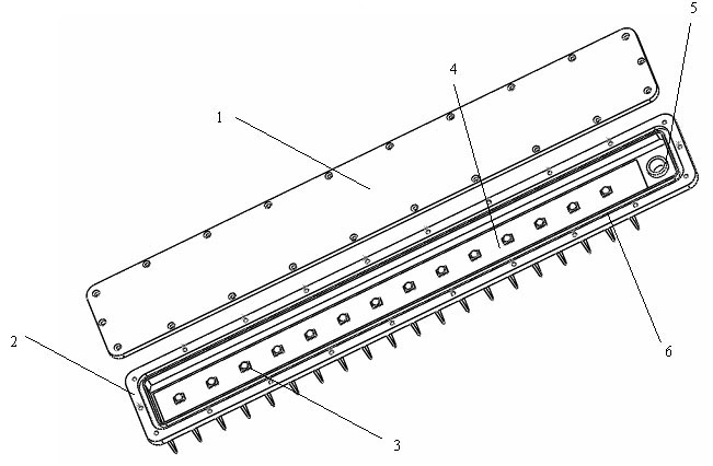 LED lamp module with light distribution on internal surface