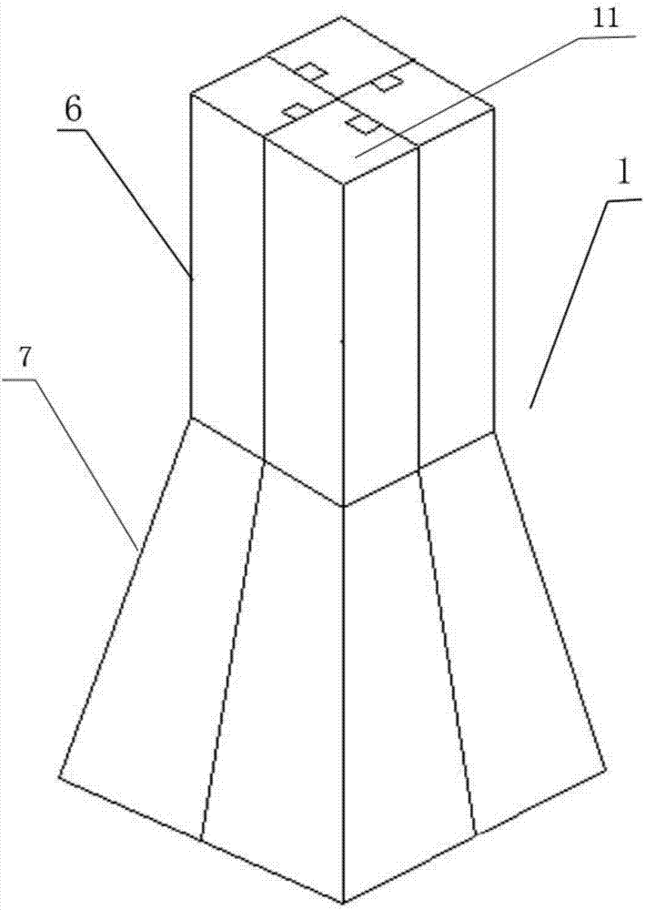 Pole tower prefabricated assembly type concrete stepped foundation and assembling method thereof