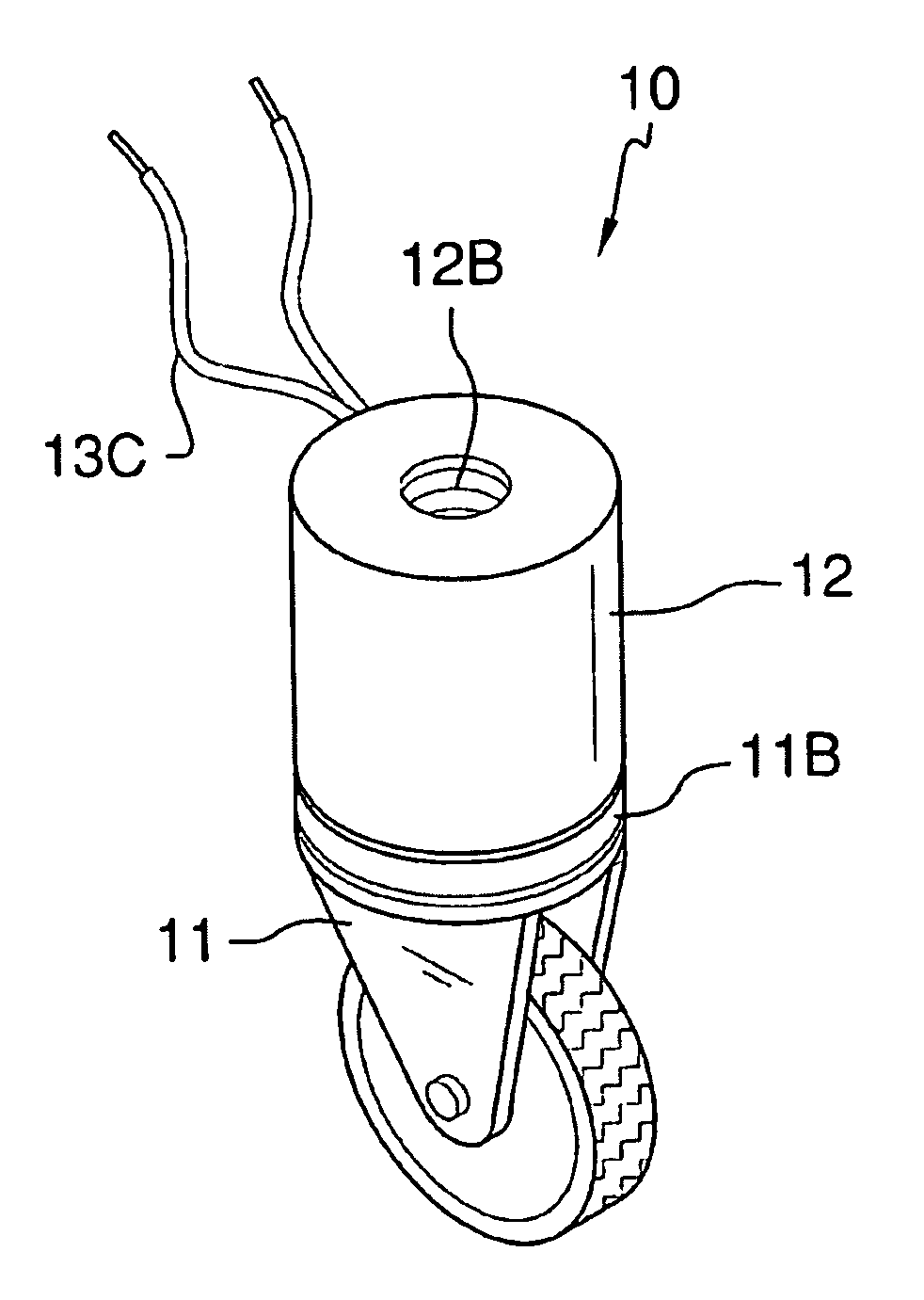 Caster wheel having integrated braking means