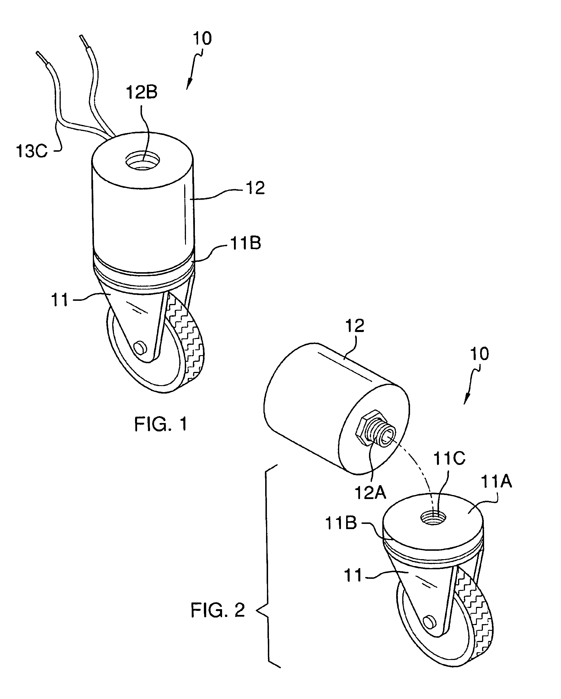 Caster wheel having integrated braking means