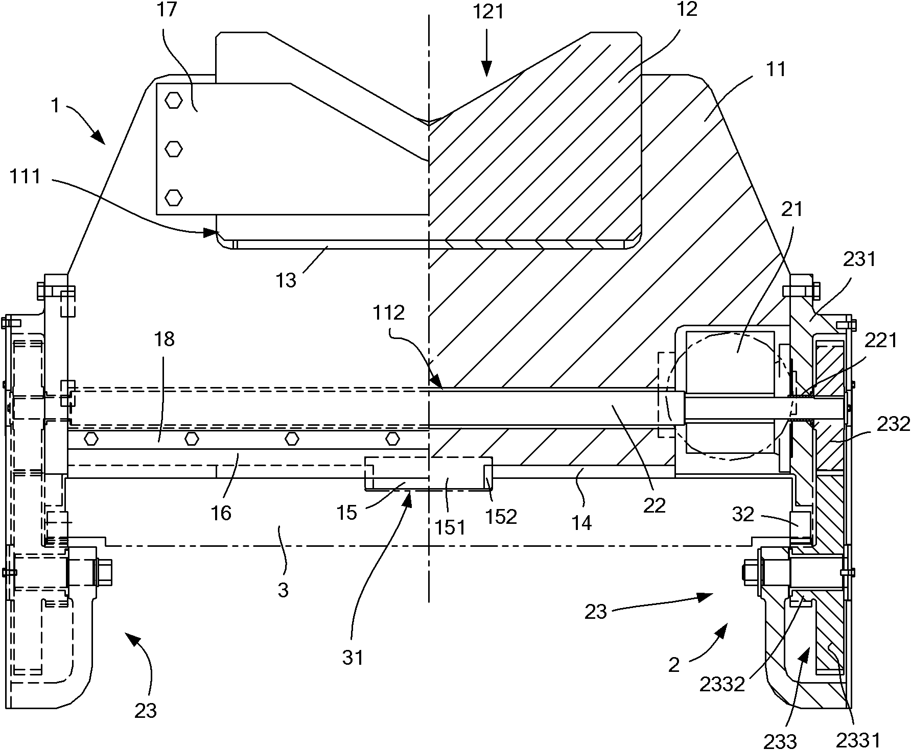 Support of straightening machine