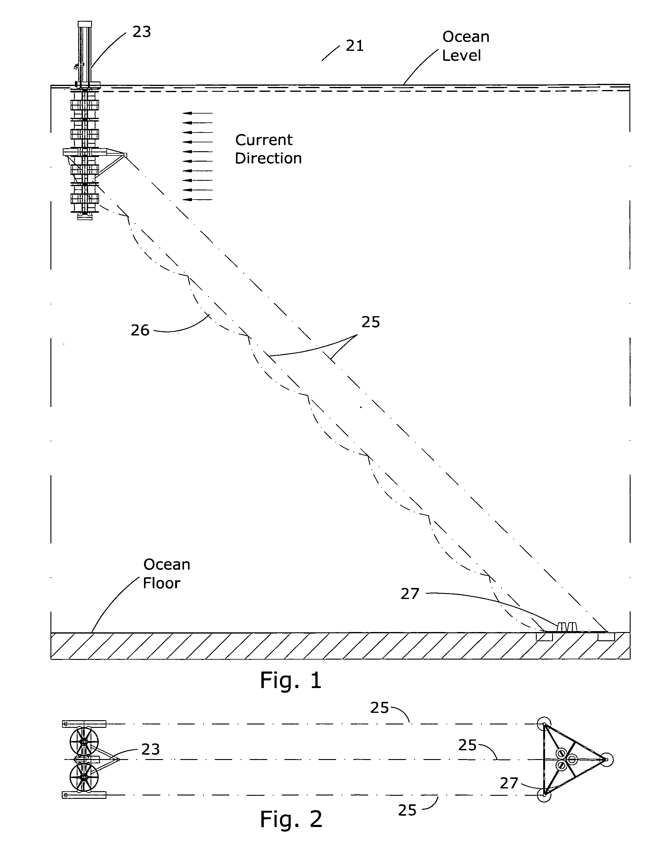 Installation for harvesting ocean currents (IHOC) and methods and means for its delivery, installation and servicing