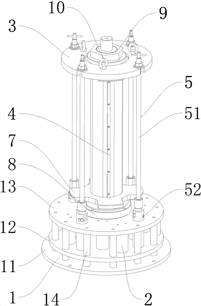 Vertical compression tooling with oil cylinder