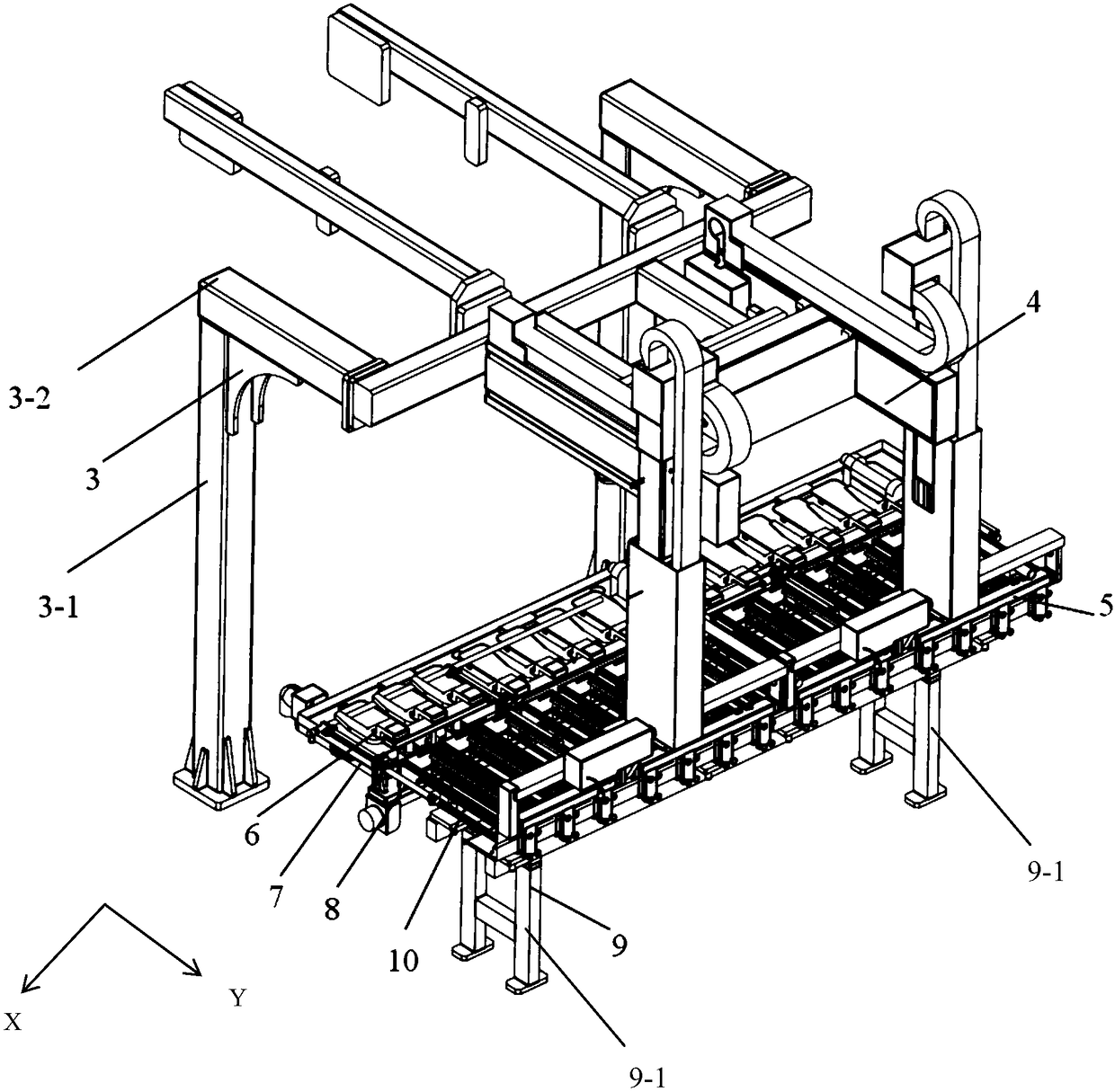 Automatic loading and unloading equipment of multi-shaft finish carving machine