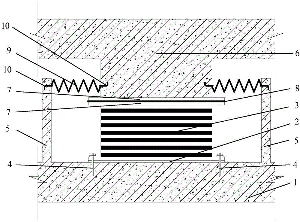 Construction method of limiting and self-resetting rubber-sliding seismic isolation bearing