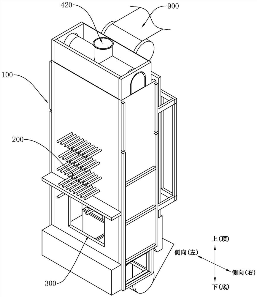 Coiled plate electrostatic powder vertical spraying chamber