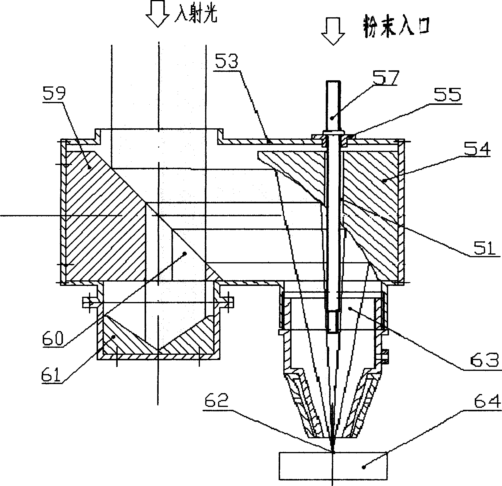 Laser spot coating-shaping process and coaxial spray head