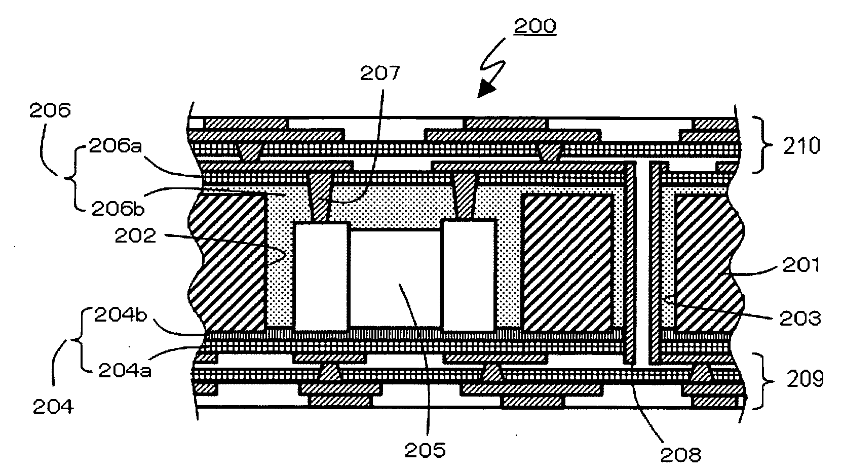 Multi-layer board incorporating electronic component and method for producing the same